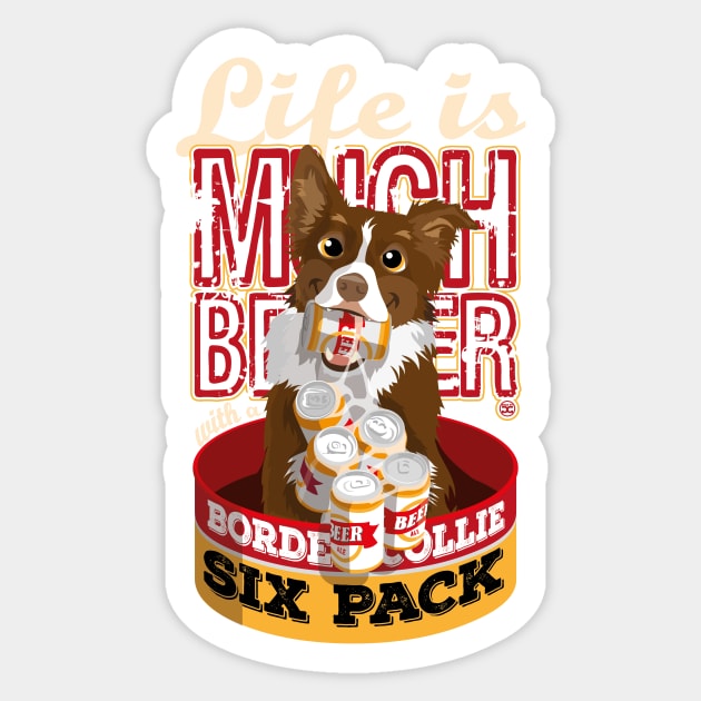 Six Pack Border Collie - Brown Sticker by DoggyGraphics